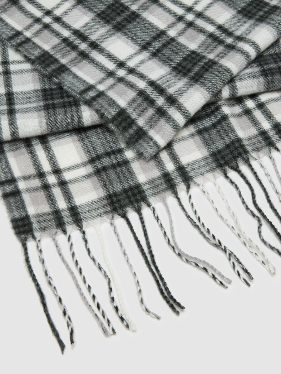 Multicolour Check Scarf with Fringes_2