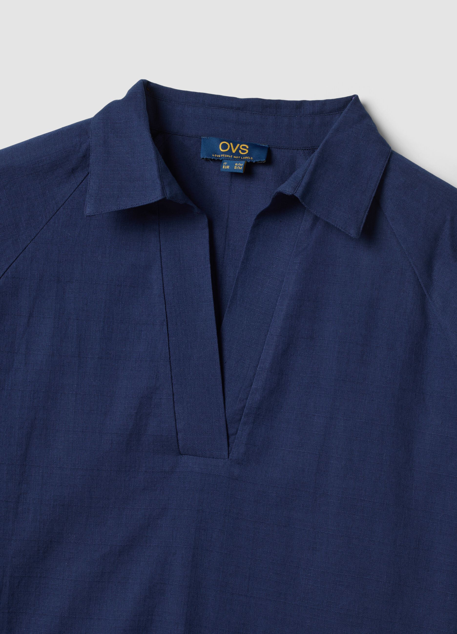Blue pure cotton V-neck top
