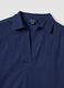 Blue pure cotton V-neck top_1