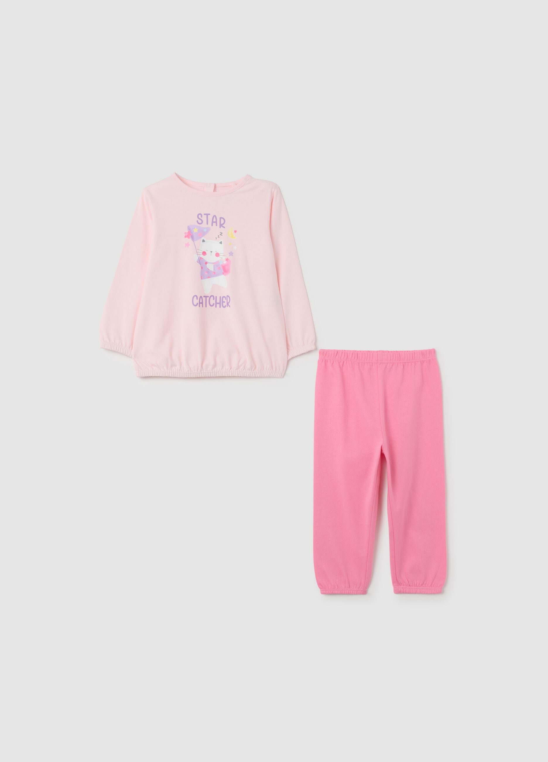 Girls' pink pure cotton pyjamas regular fit