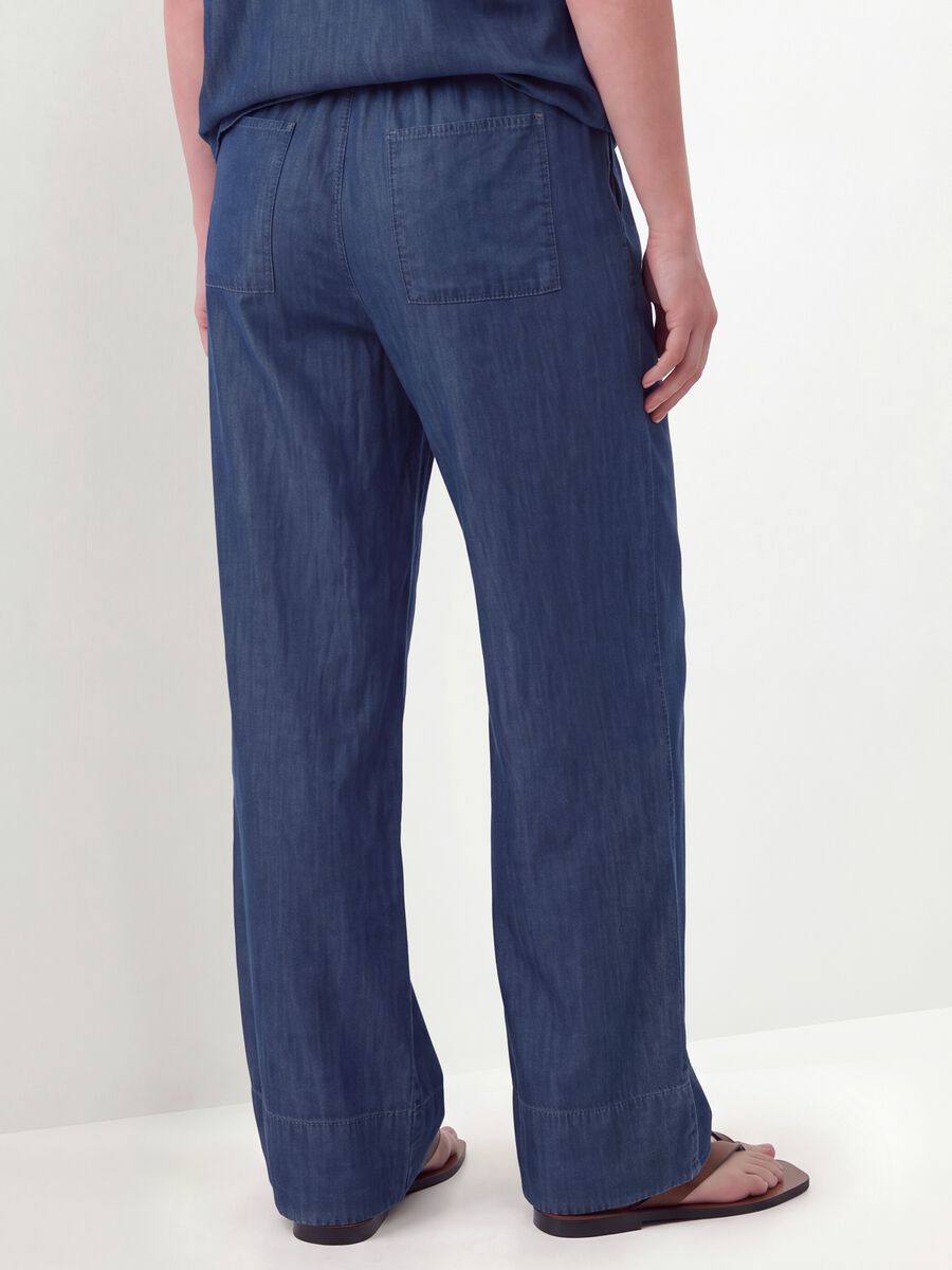 Pantaloni blu in puro lyocell con vita elasticizzata regular fit_3