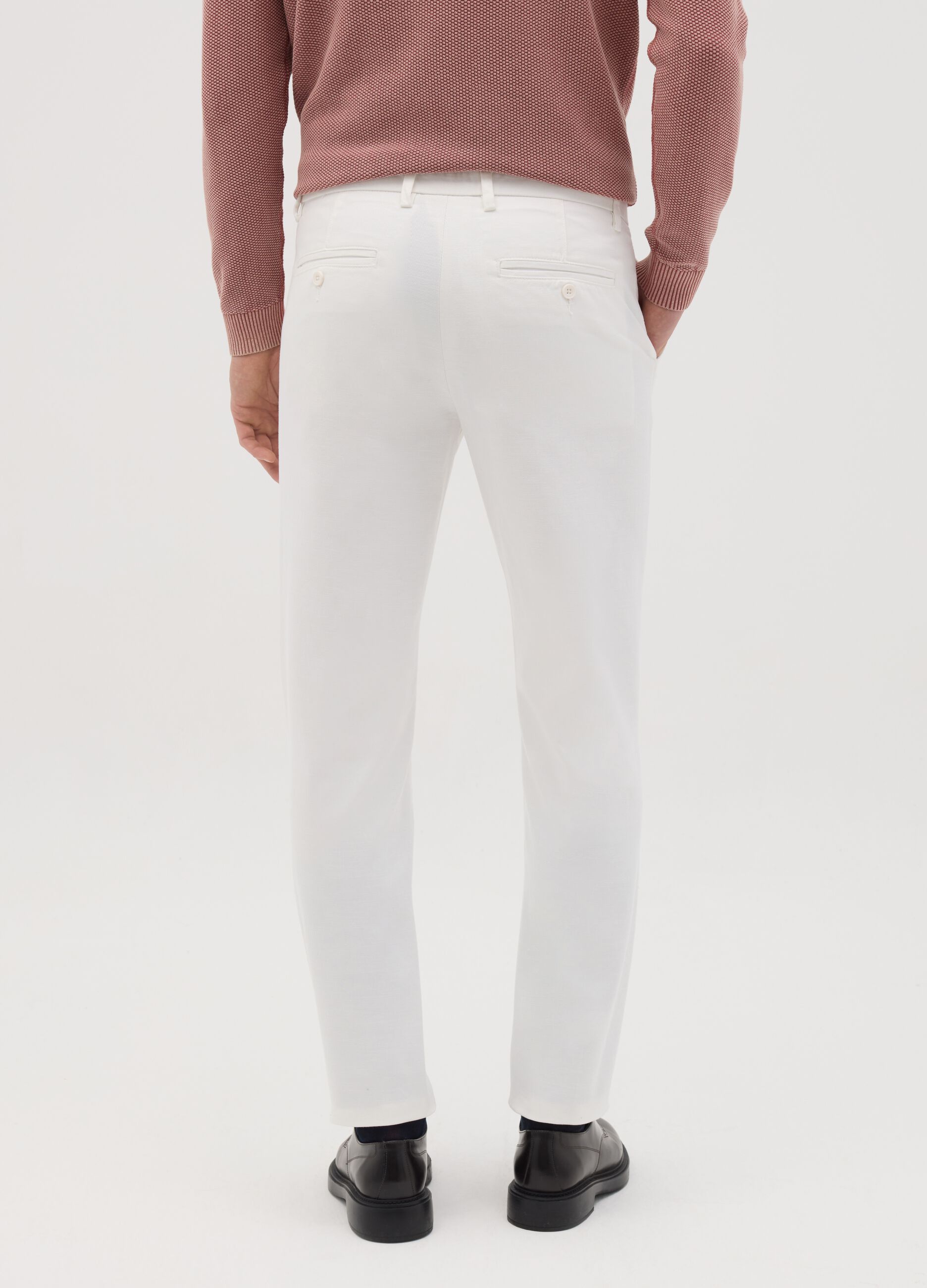 Pantaloni da uomo in puro cotone bianco slim fit