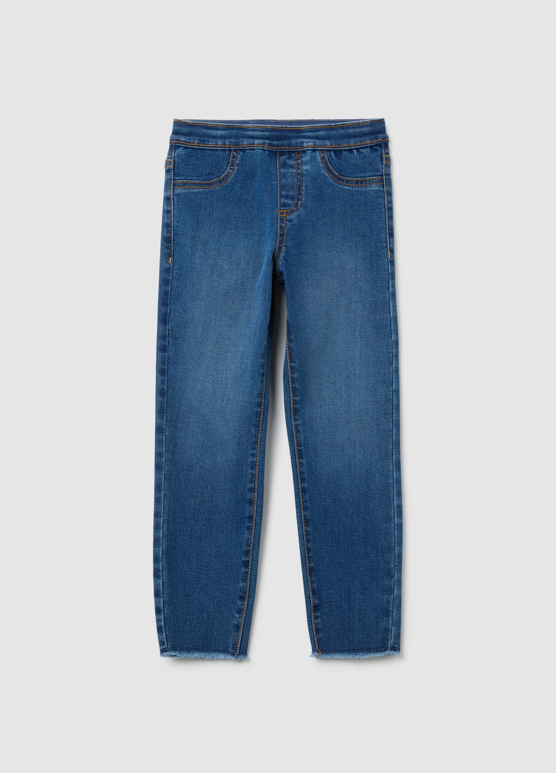 Girl's Blue Skinny Fit Denim Jeggings