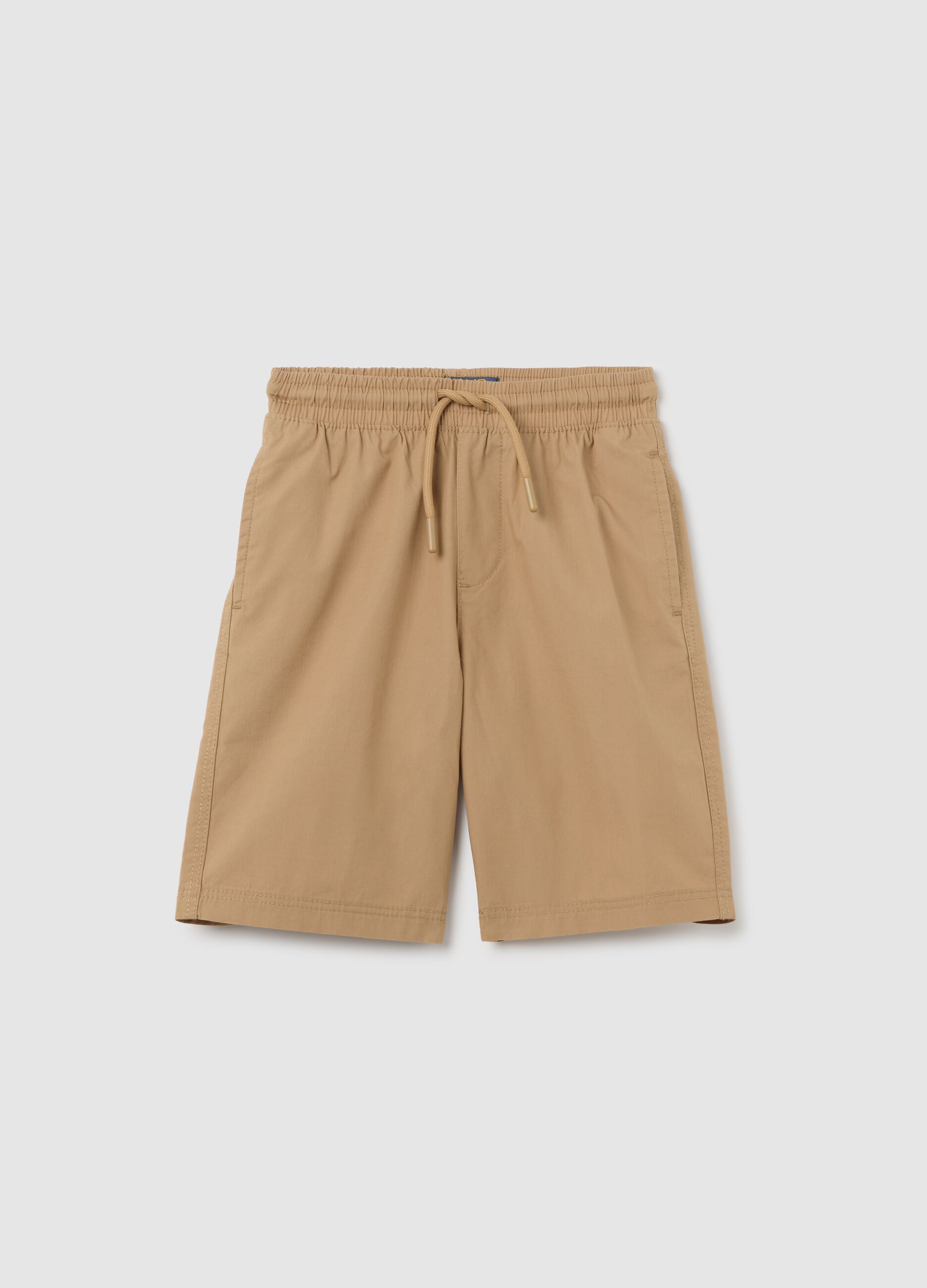 Children's beige cotton regular fit shorts