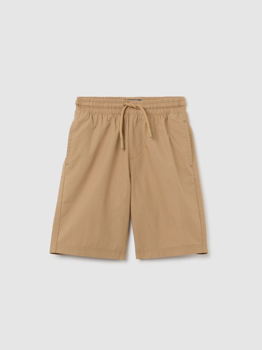 Children's beige cotton regular fit shorts_0