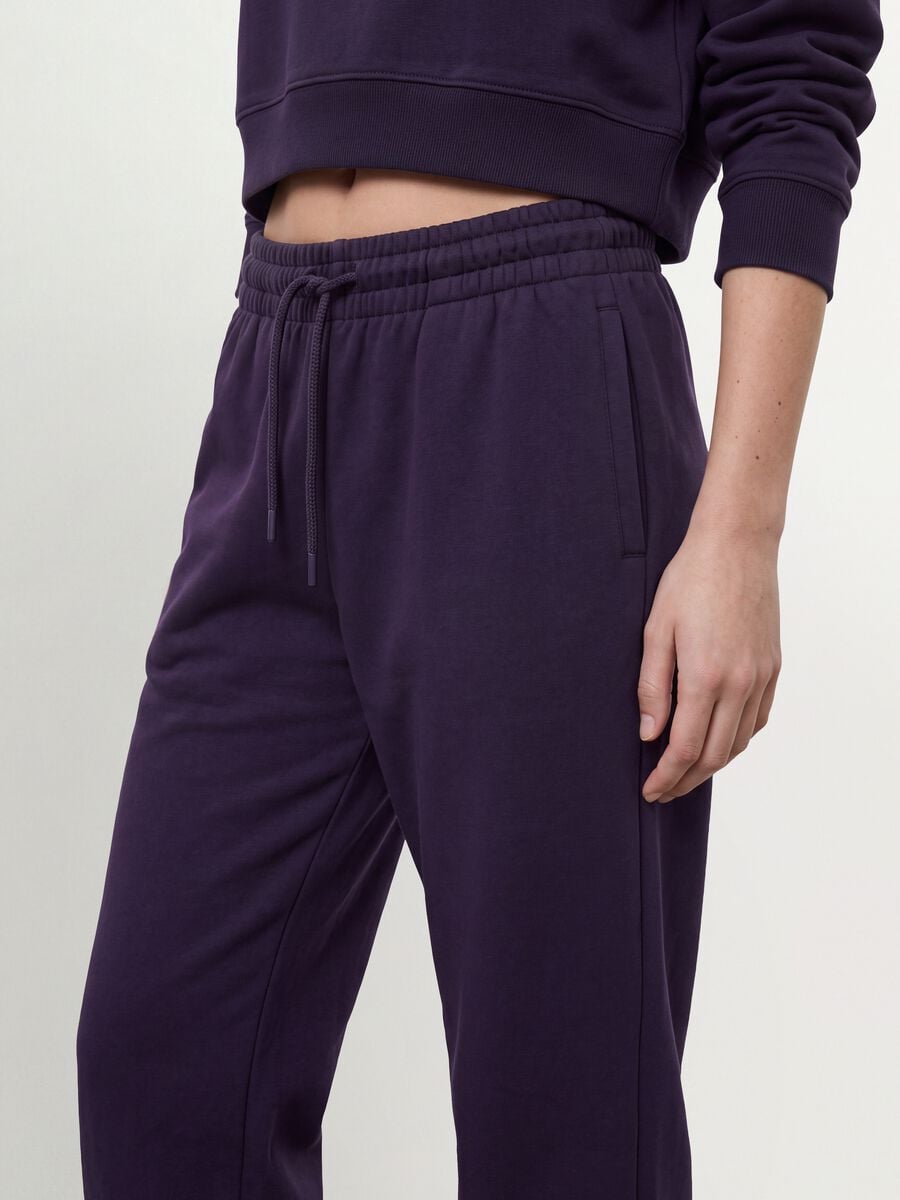 Purple cotton-blend jogger trousers with elasticated waist, regular fit_3