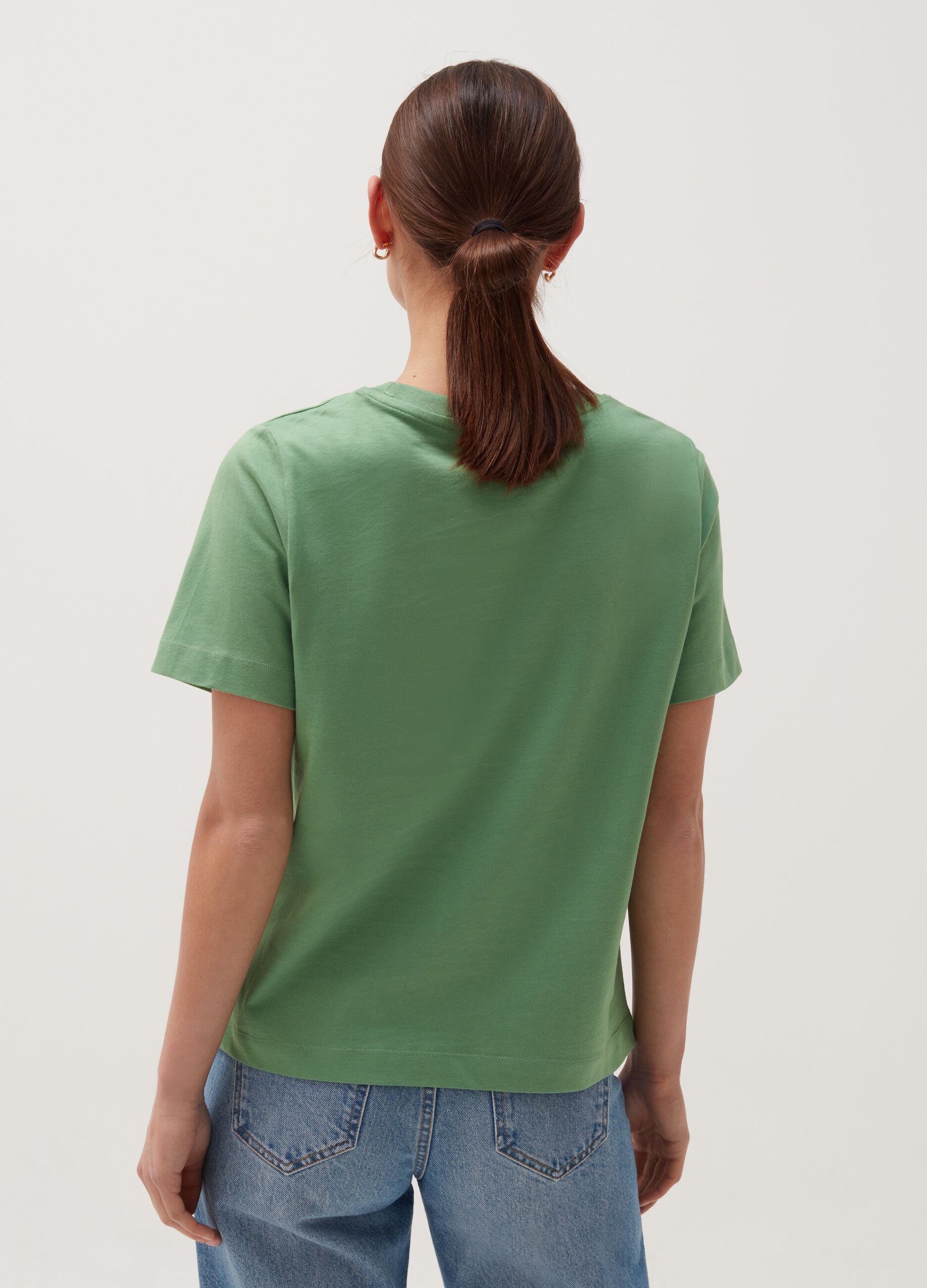 T-shirt with Earth Day print and round neck