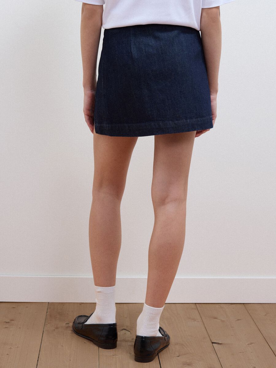 Gonna blu in denim di puro cotone_2