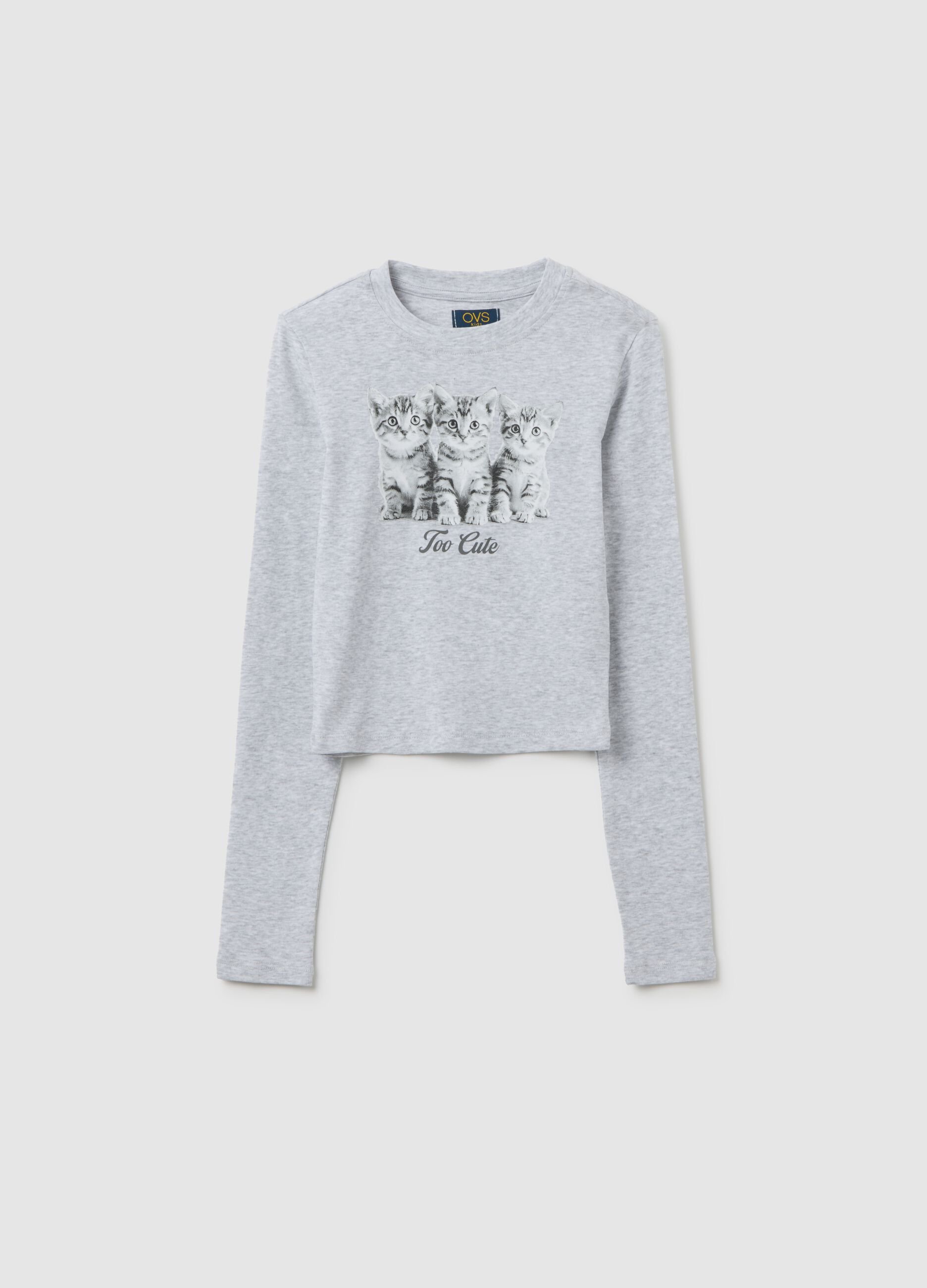 Girl's grey stretch cotton top regular fit