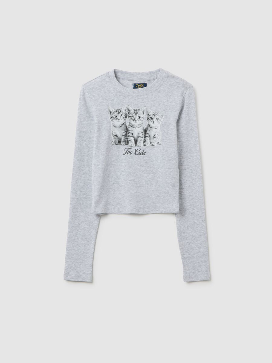 Girl's grey stretch cotton top regular fit_0