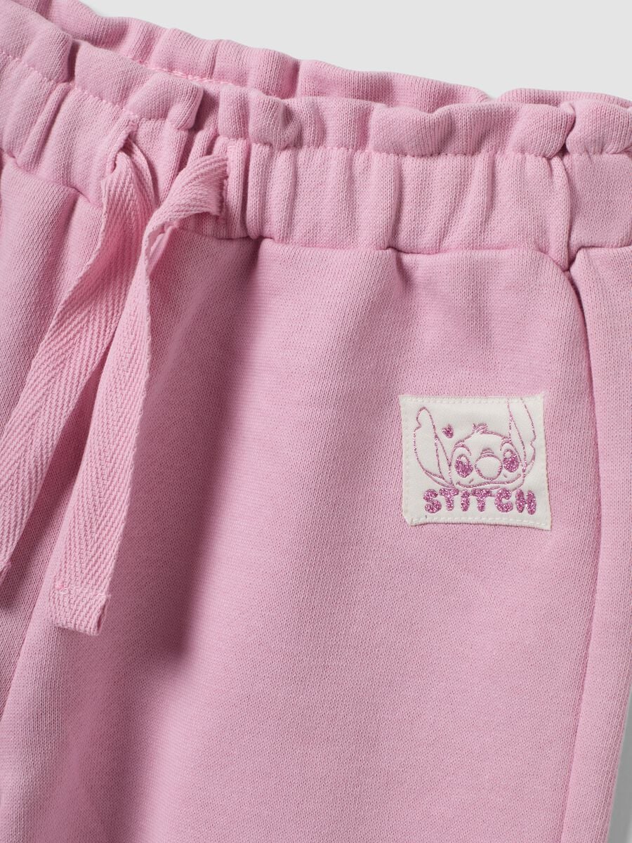 Completo jogging rosa in puro cotone con ricamo Lilo & Stitch per bimba_3