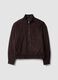 Giacca cropped marrone imbottita con zip over fit_4