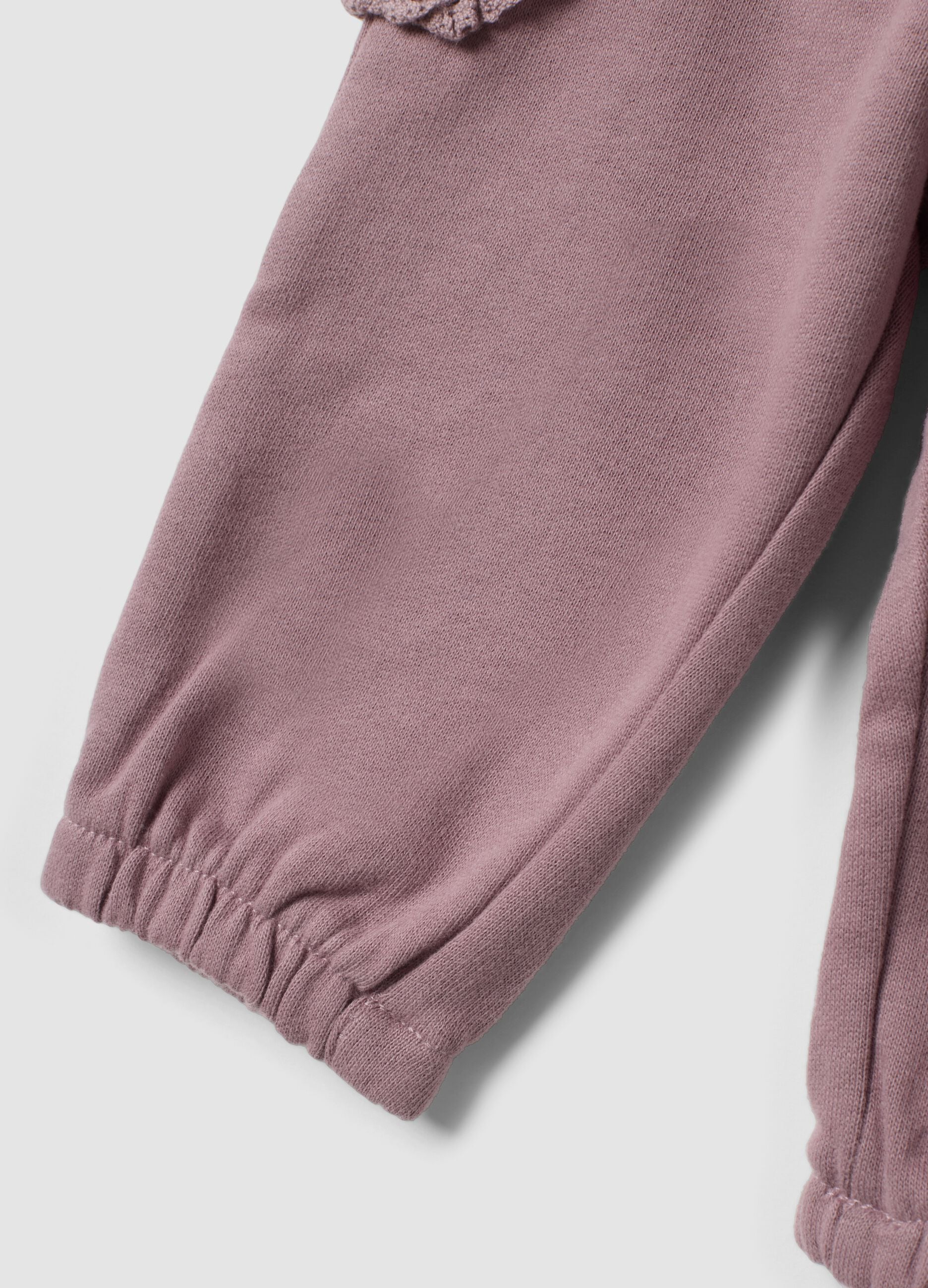 Purple organic cotton trousers with elasticated waist, regular fit