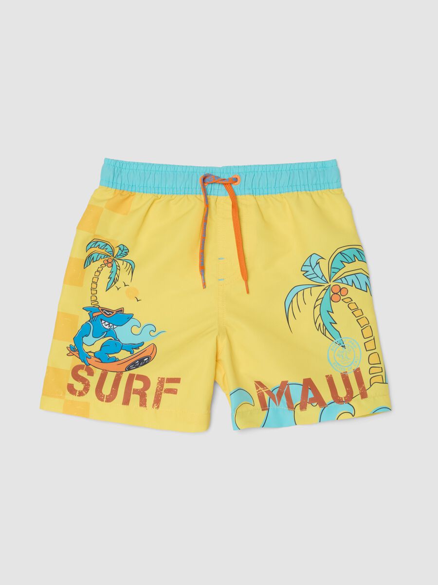 Boxer da mare multicolor da bambino con stampa tropicale_0