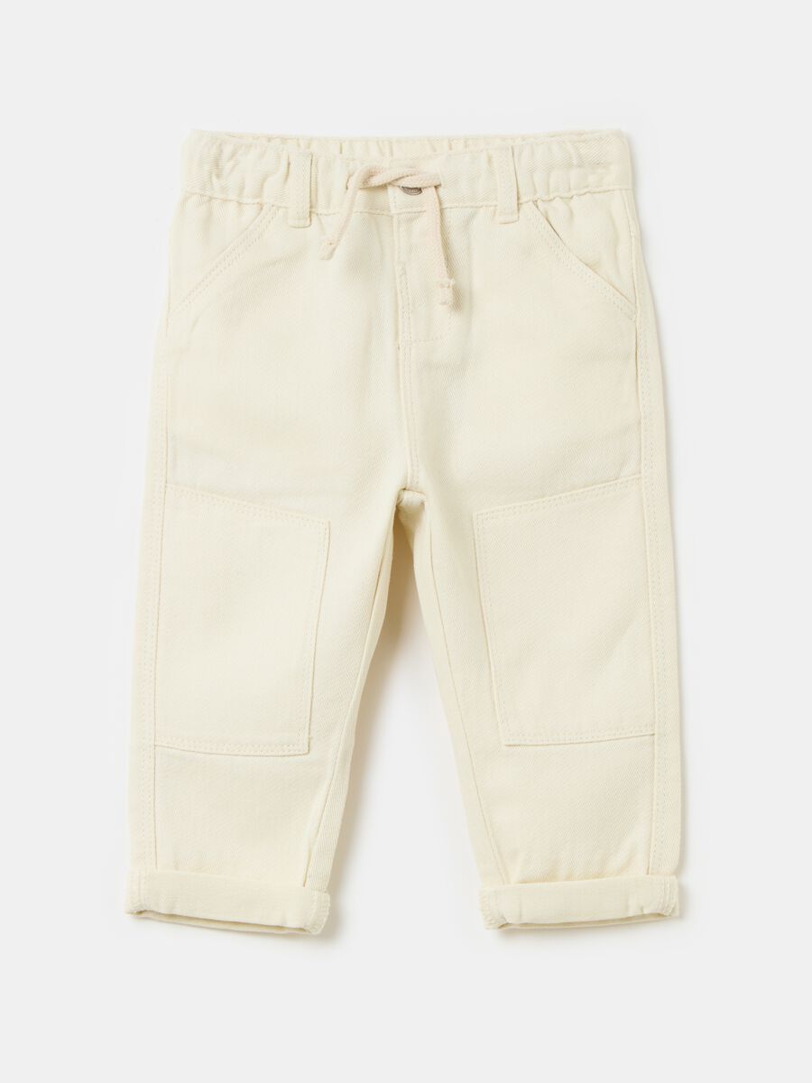 Cotton and linen drawstring trousers_0