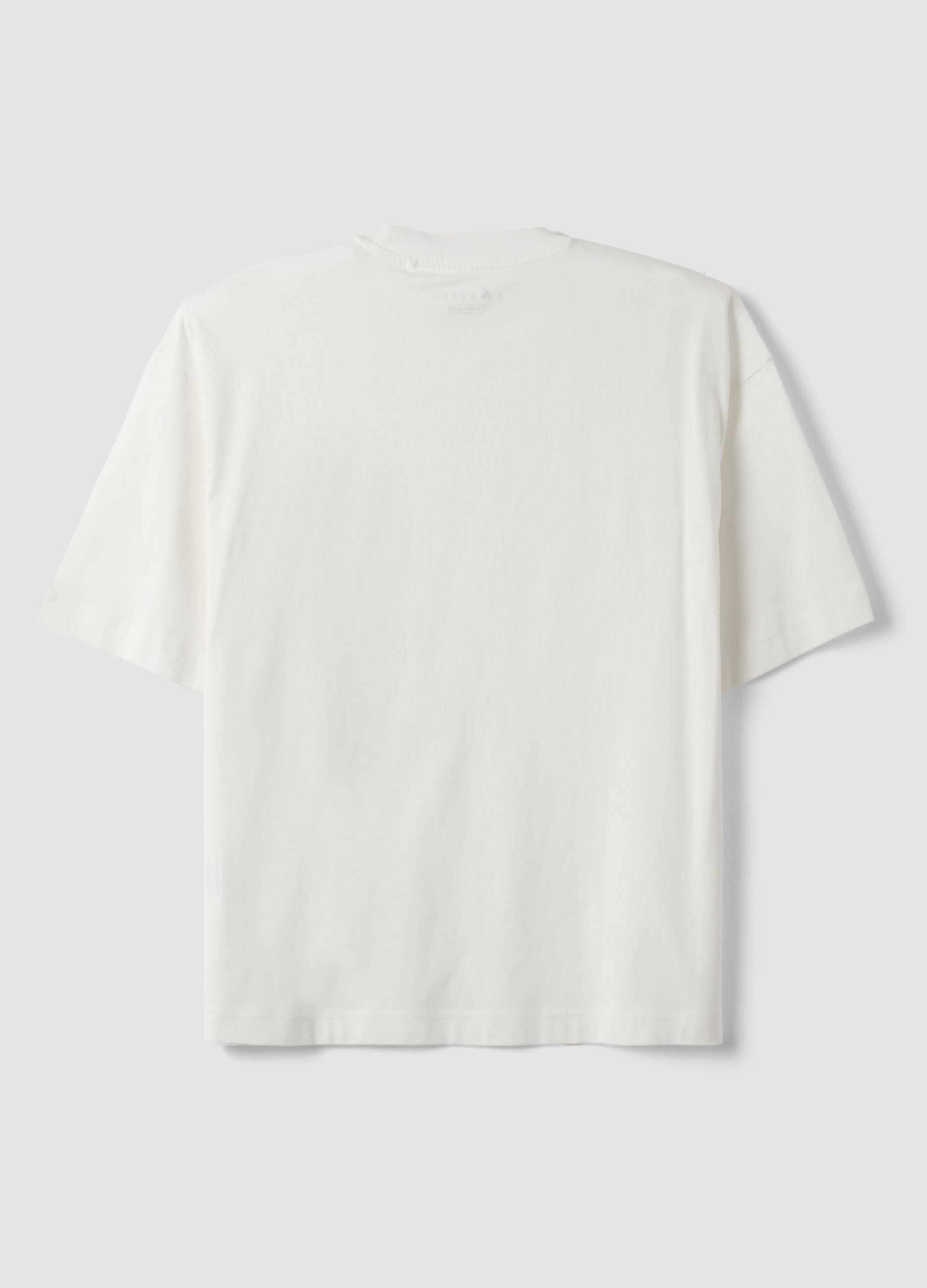 T-shirt bianca in puro cotone girocollo con taschino boxy fit