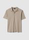 Beige linen and cotton blend polo regular fit_4