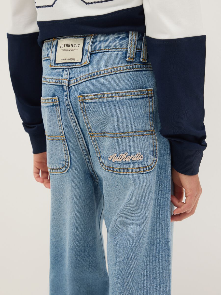 Blue pure cotton boys' jeans with regular fit_2