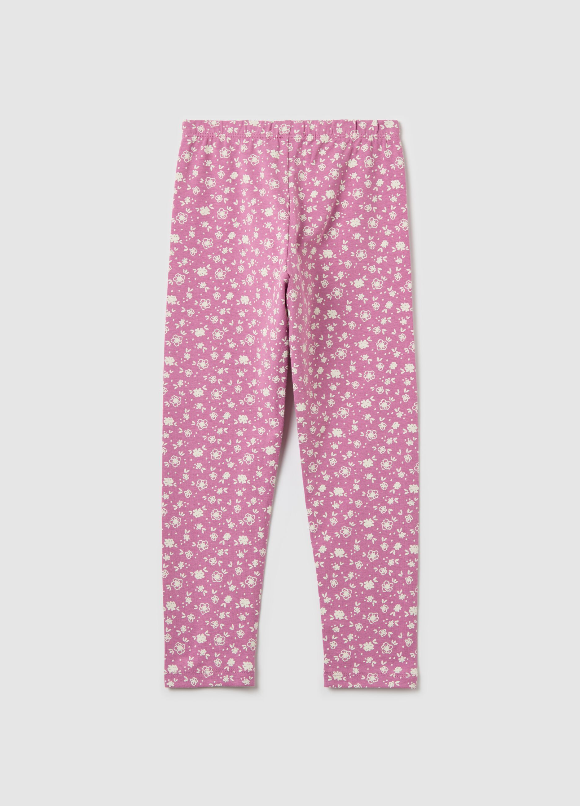 Leggings in stretch cotton with ditsy floral print