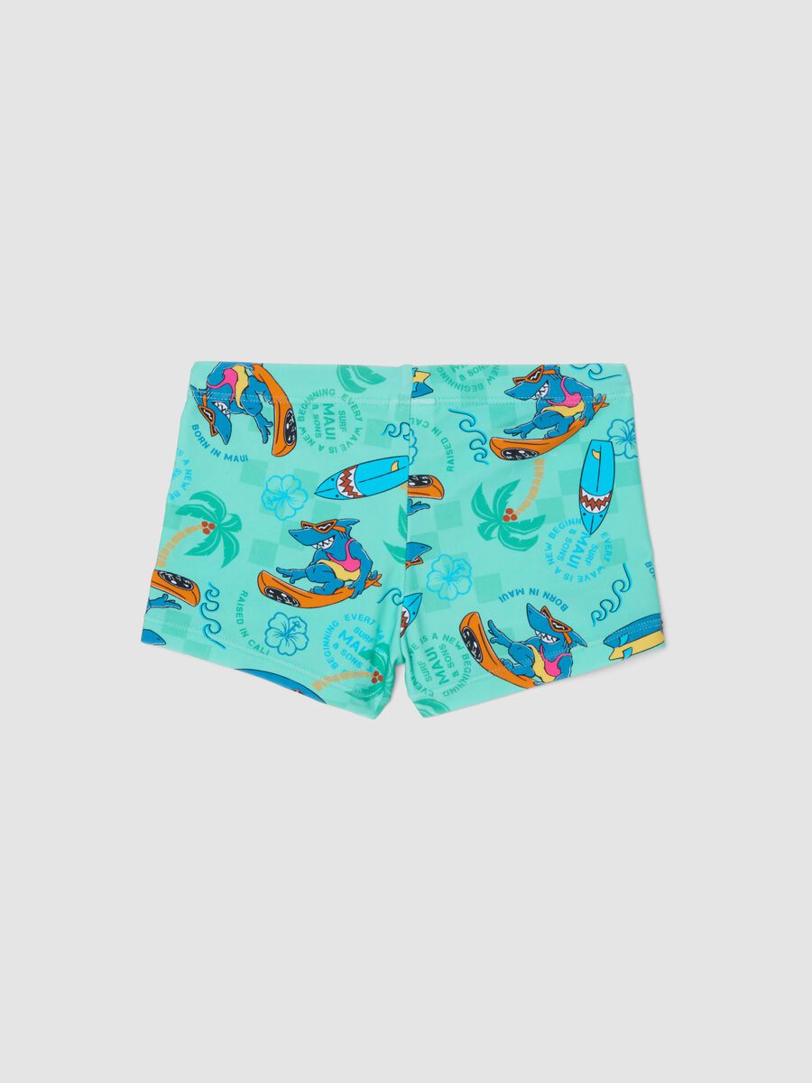 Boys&rsquo; blue stretch swim shorts with print_1