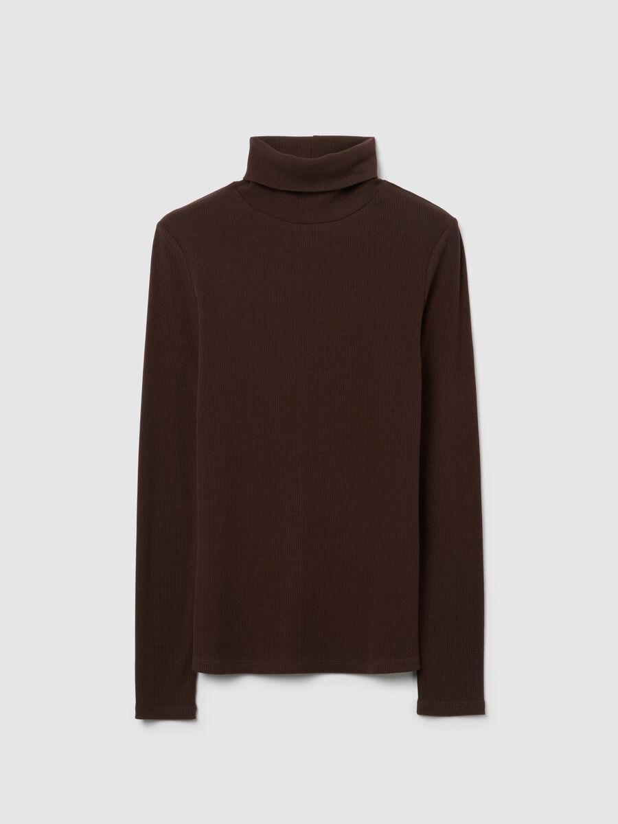 Maglia a collo alto marrone regular fit_4