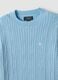 Sky-blue fitted viscose-blend cable-knit crew-neck jumper for girls_2