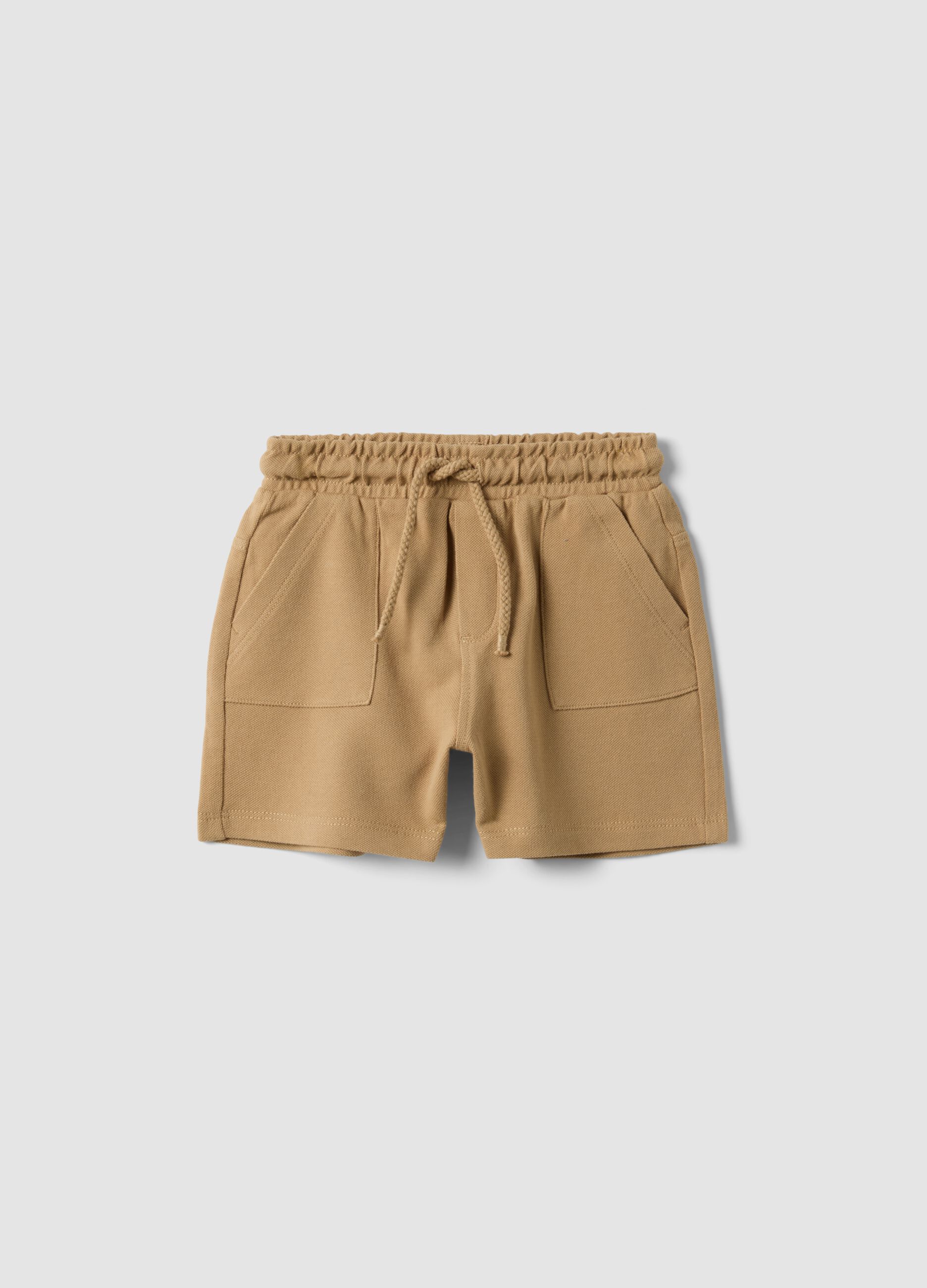Boys' Regular Fit Beige Pure Cotton Shorts