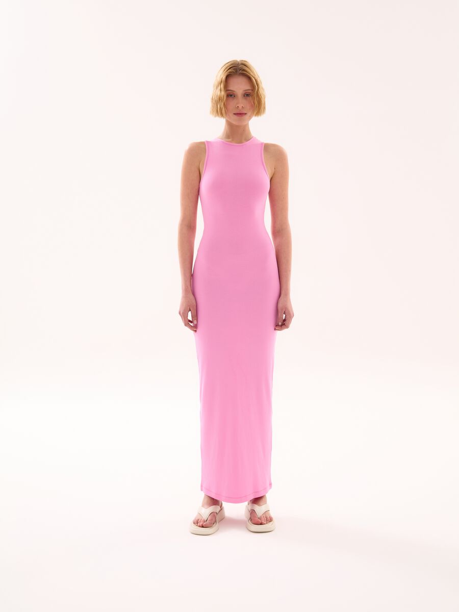 Long Ribbed Dress Pink_3