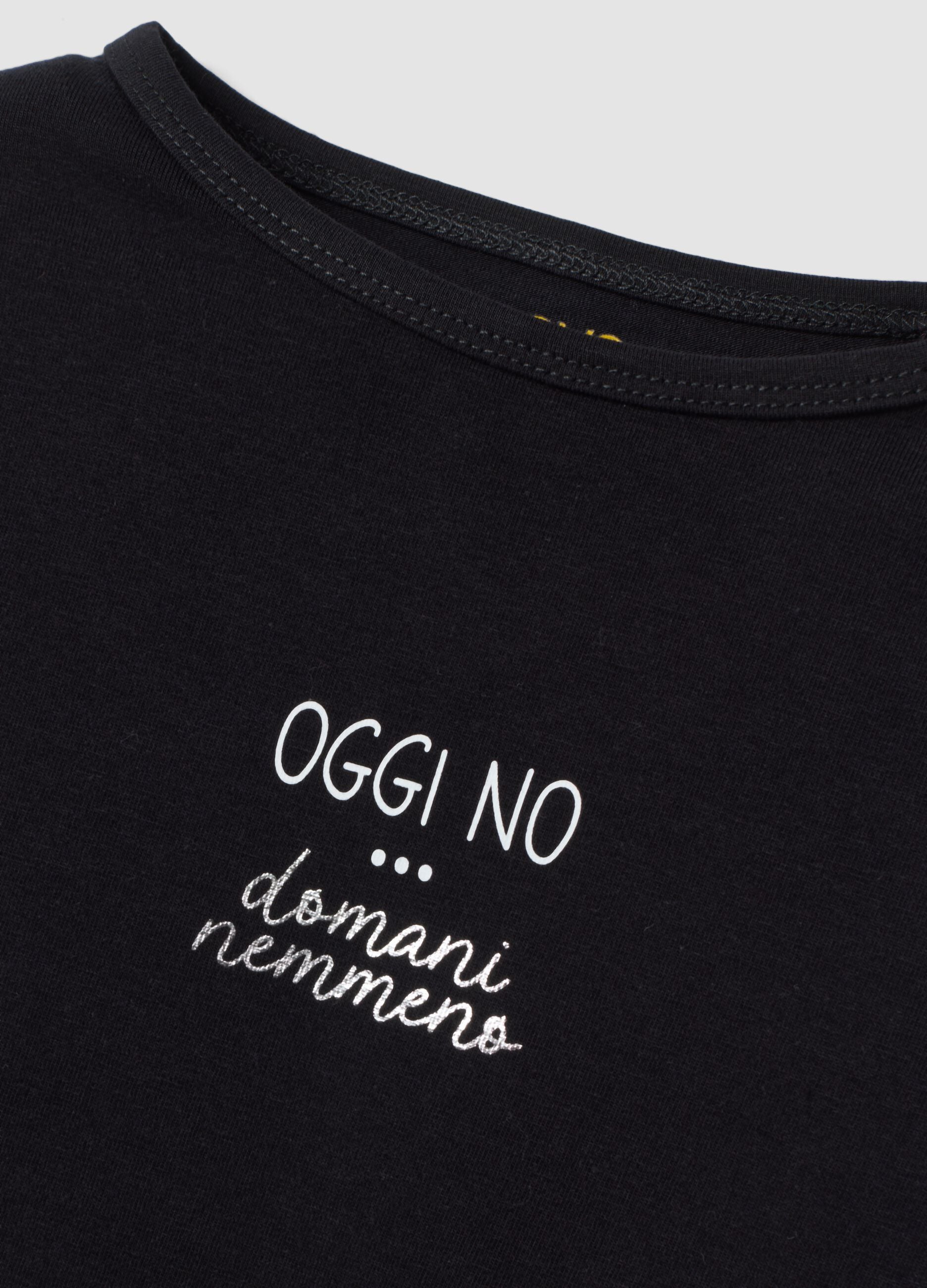 Black slim-fit crew-neck T-shirt in stretch organic cotton jersey