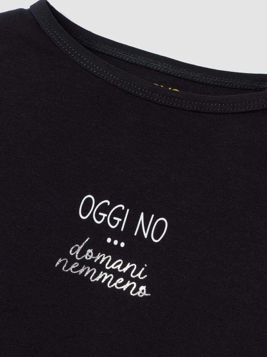 T-shirt nera girocollo in jersey di cotone organico elasticizzato slim fit_2