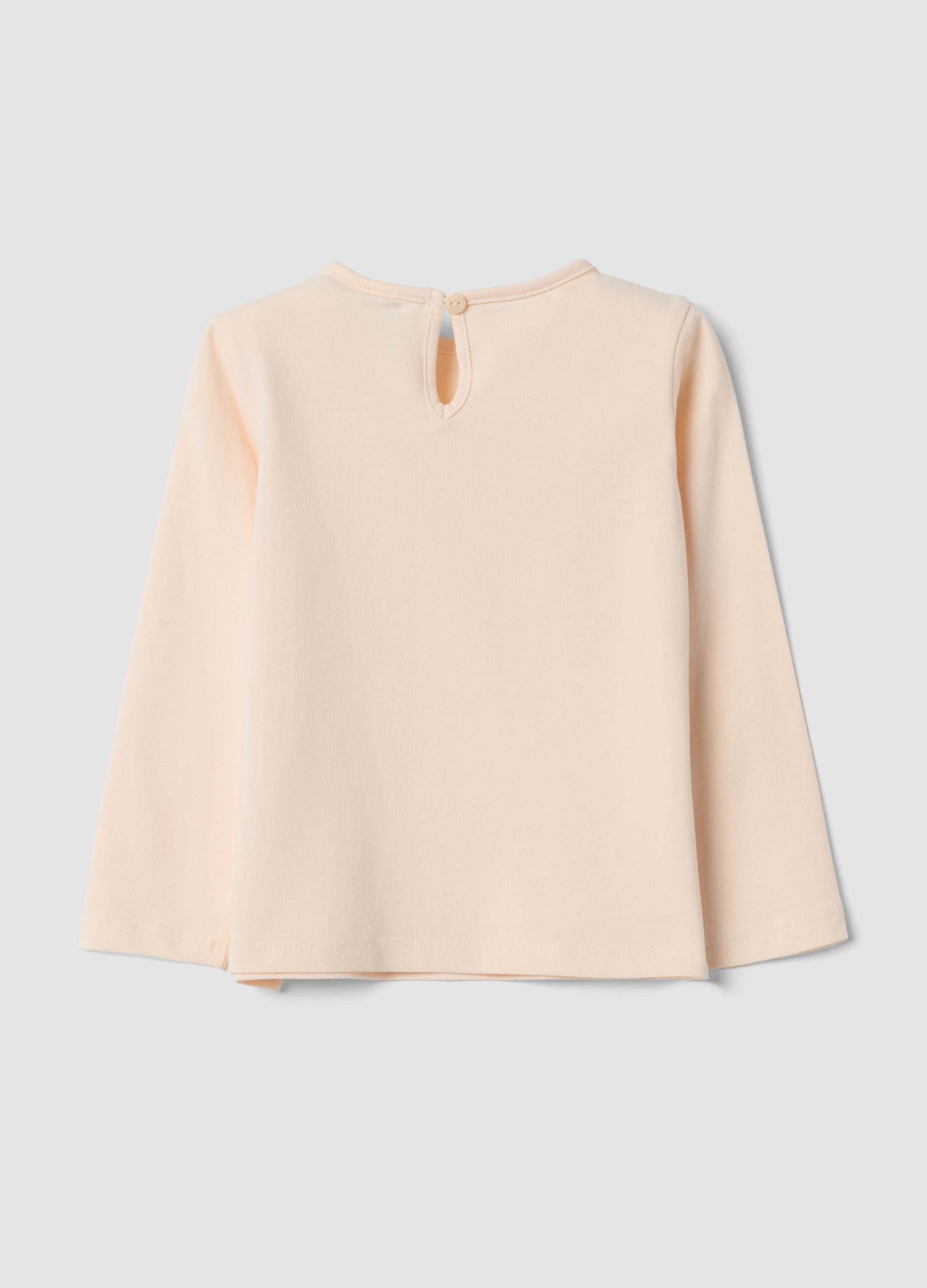 Maglietta rosa in cotone jersey organico elasticizzato con stampa regular fit