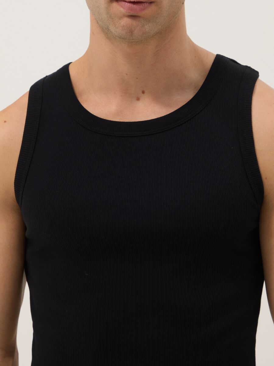 Canotta in puro cotone nero regular fit_1