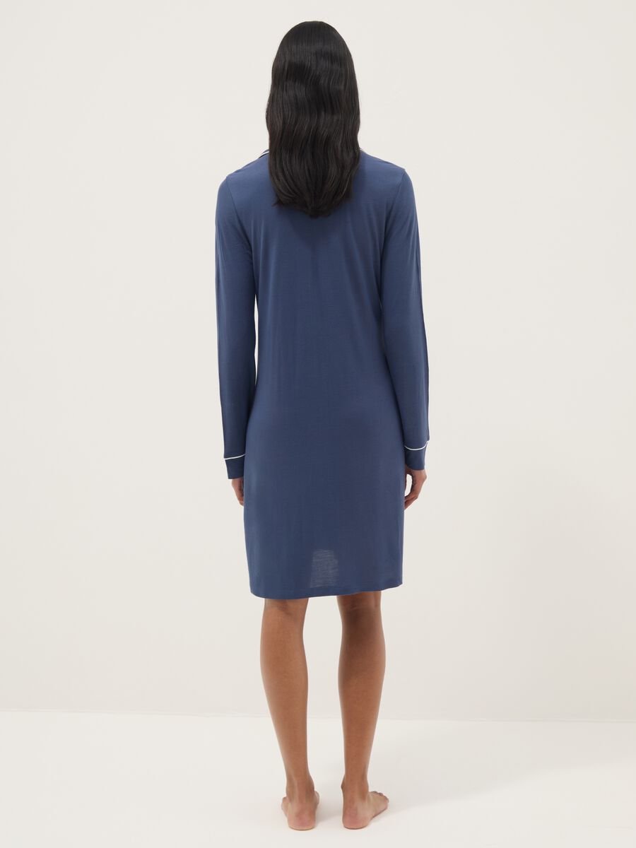 Pure blue viscose nightdress with buttons_2