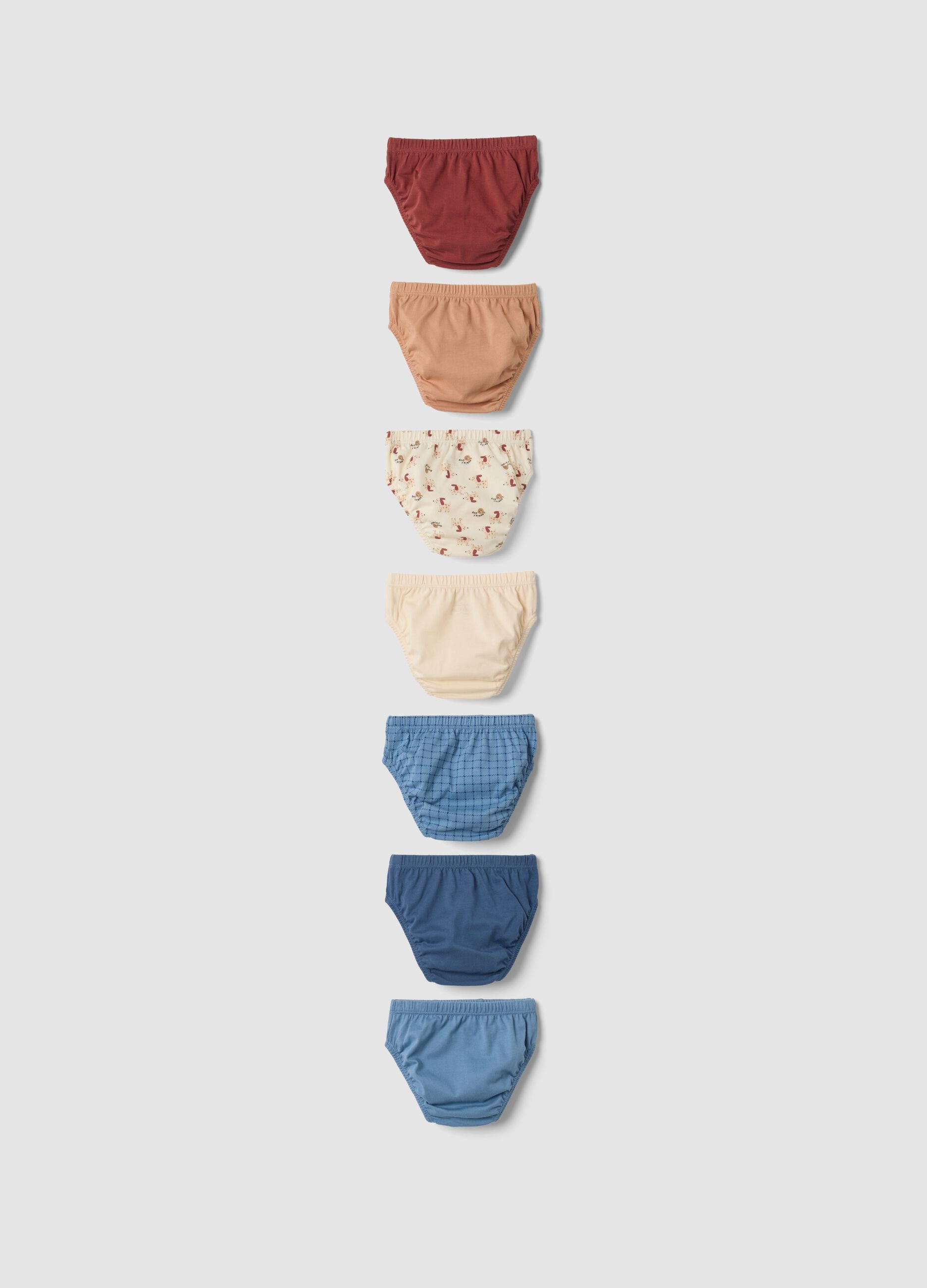Multipack of seven multicolour organic cotton briefs for babies and toddlers