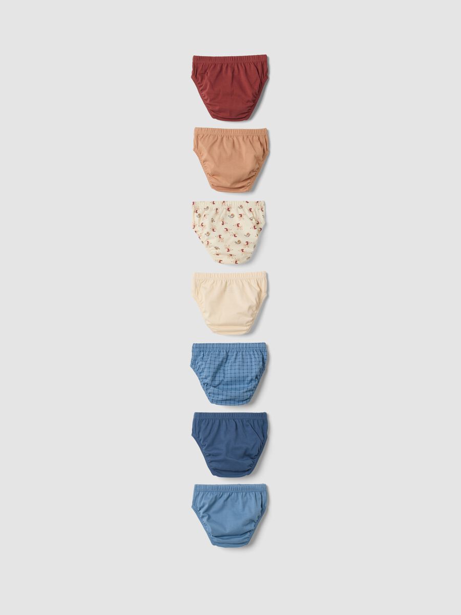 Multipack di sette slip multicolor in puro cotone organico per neonato e bimbo_1