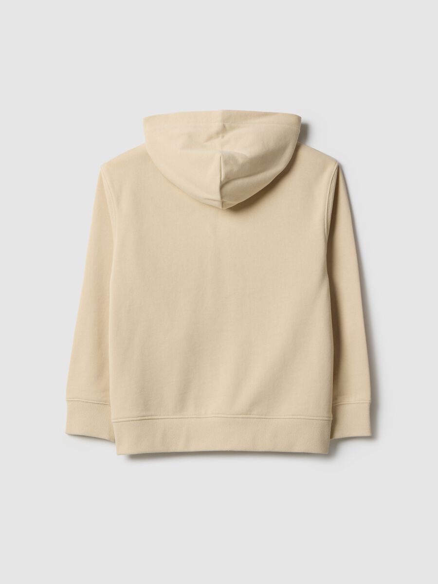 Children's beige hoodie with zip in pure cotton regular fit_1