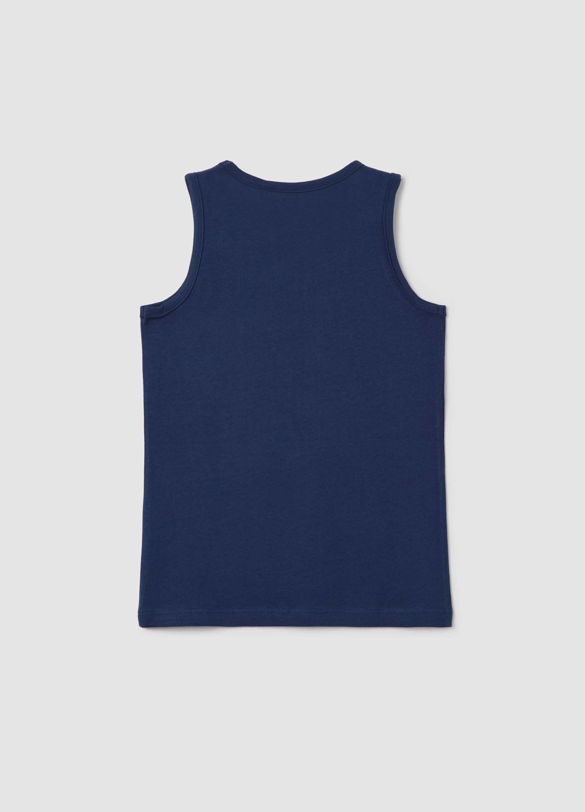 Canottiera da bambino in puro cotone blu regular fit con stampa