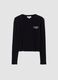 Black pure cotton T-shirt with chest lettering_0
