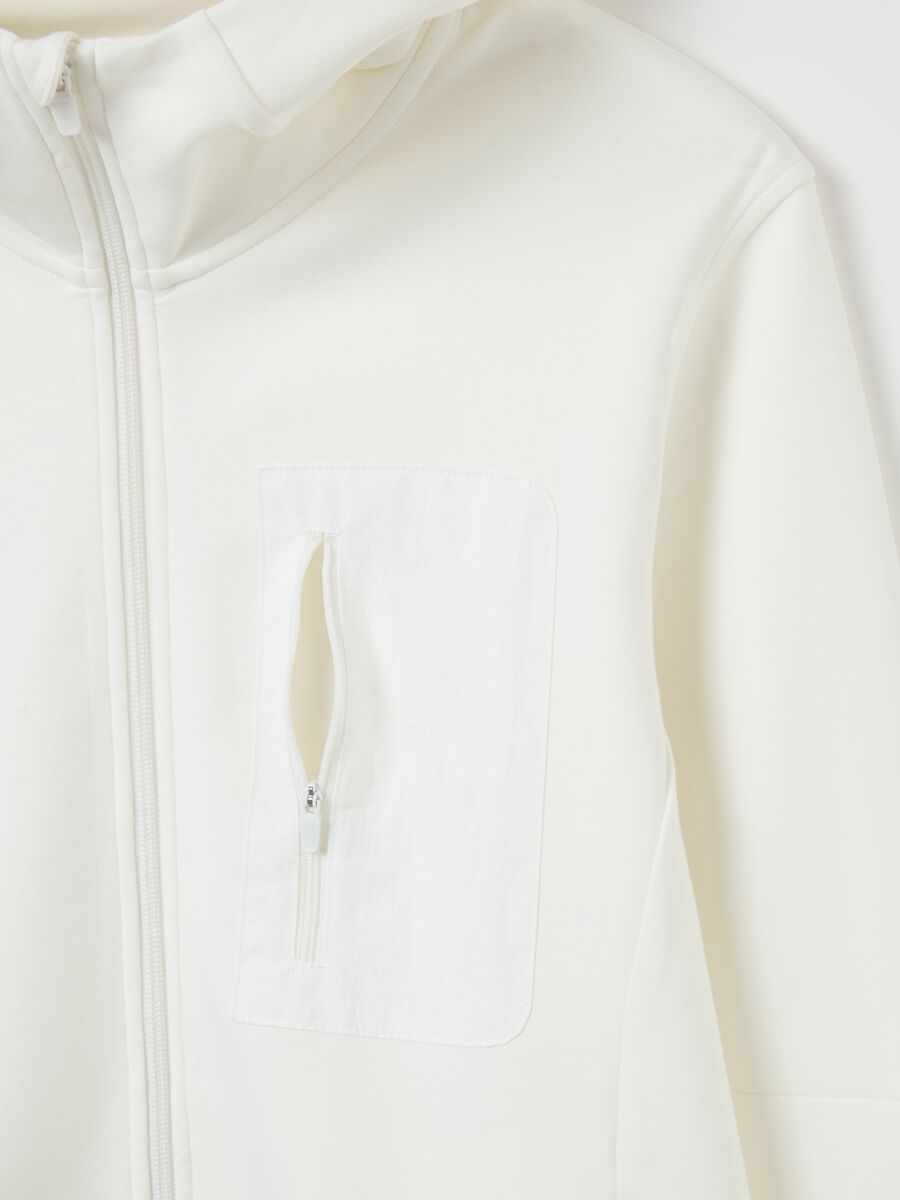 Full-zip sweatshirt in technical fabric with hood_5