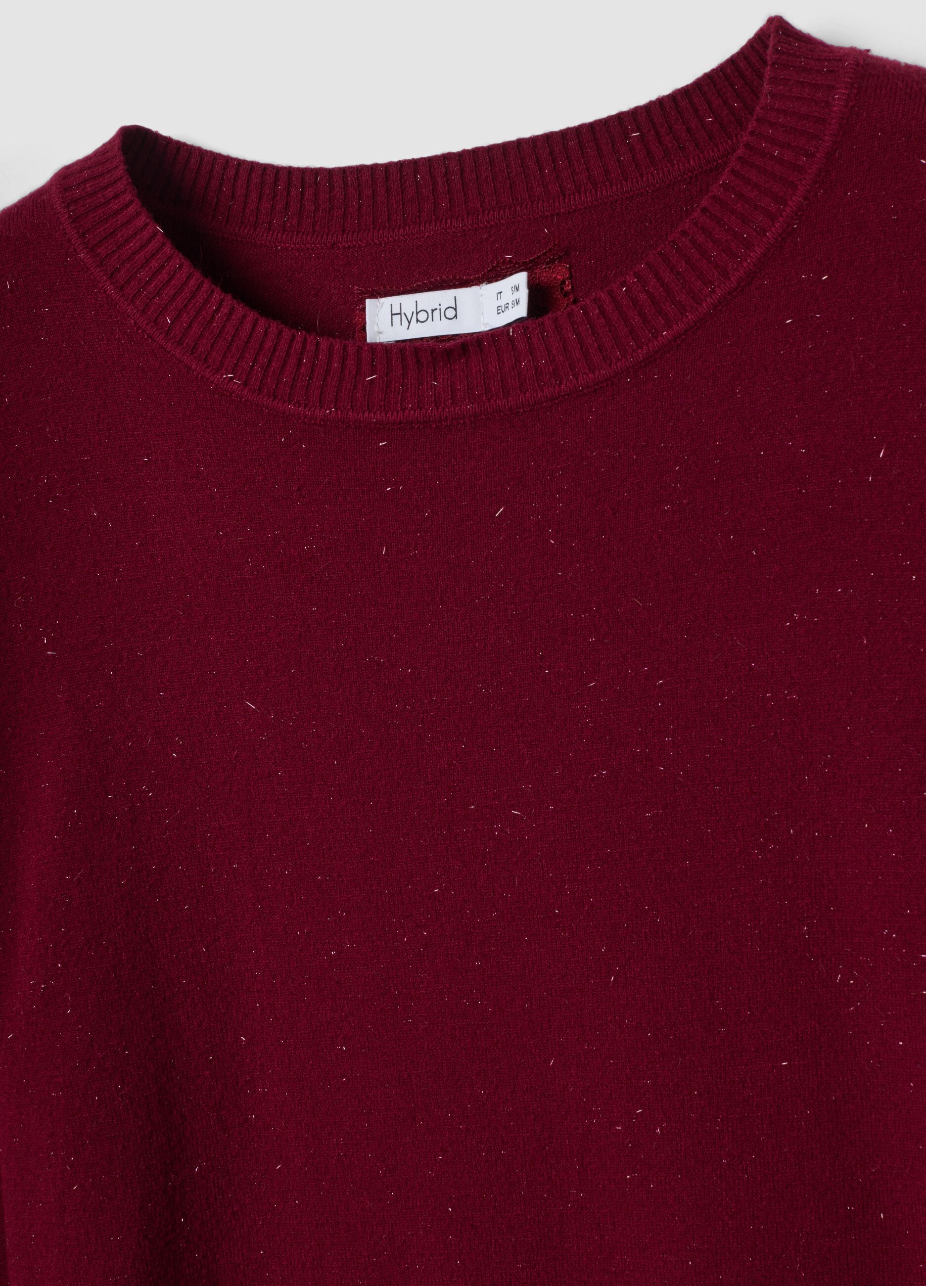 Red viscose-blend jumper with m&eacute;lange yarn