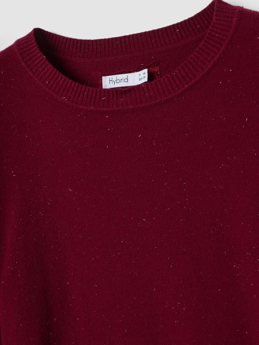 Red viscose-blend jumper with m&eacute;lange yarn_1