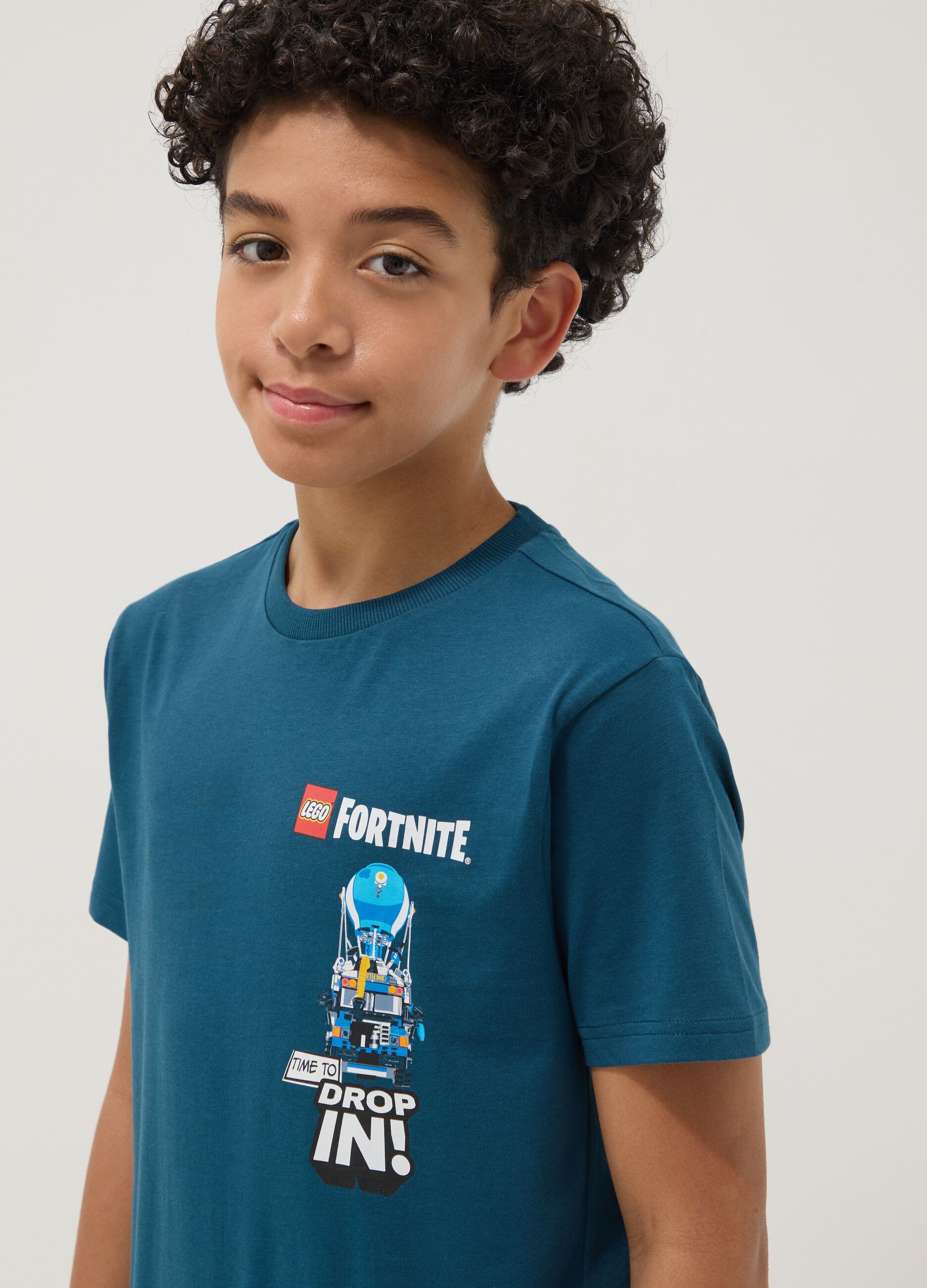 Kids' blue pure cotton t-shirt regular fit with prints
