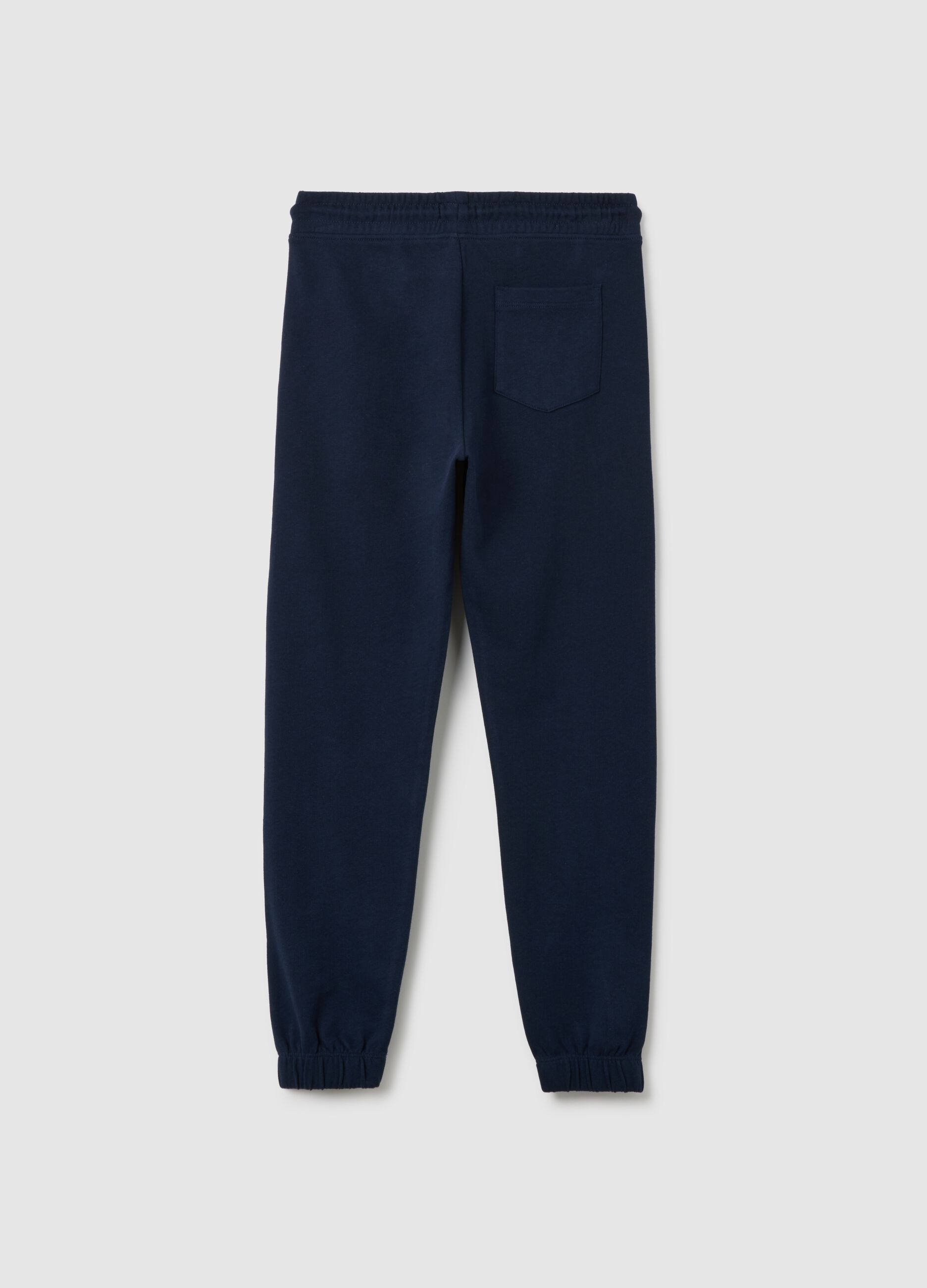 Boys' pure cotton blue jogger trousers in regular fit