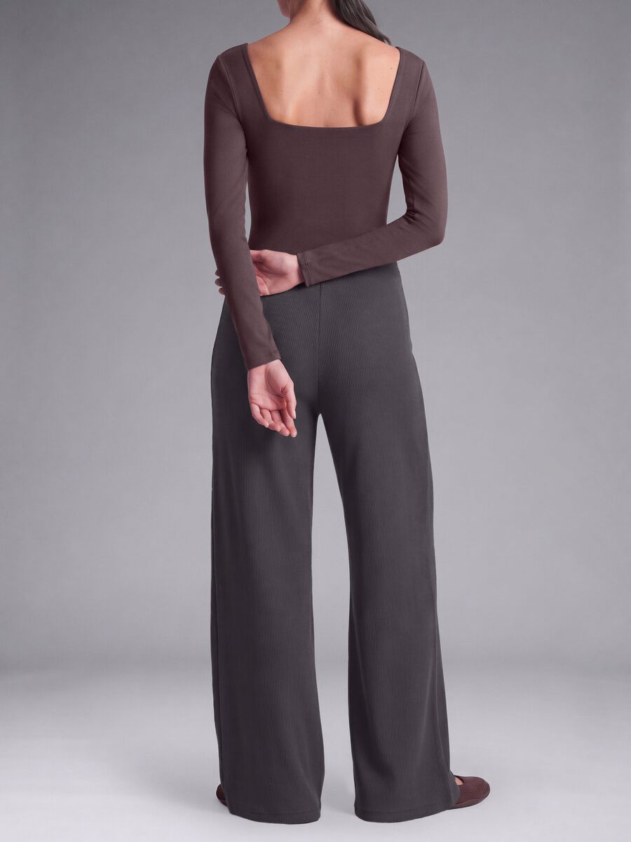 Pantaloni grigi wide leg in modal elasticizzato ALTAVIA STUDIO_4
