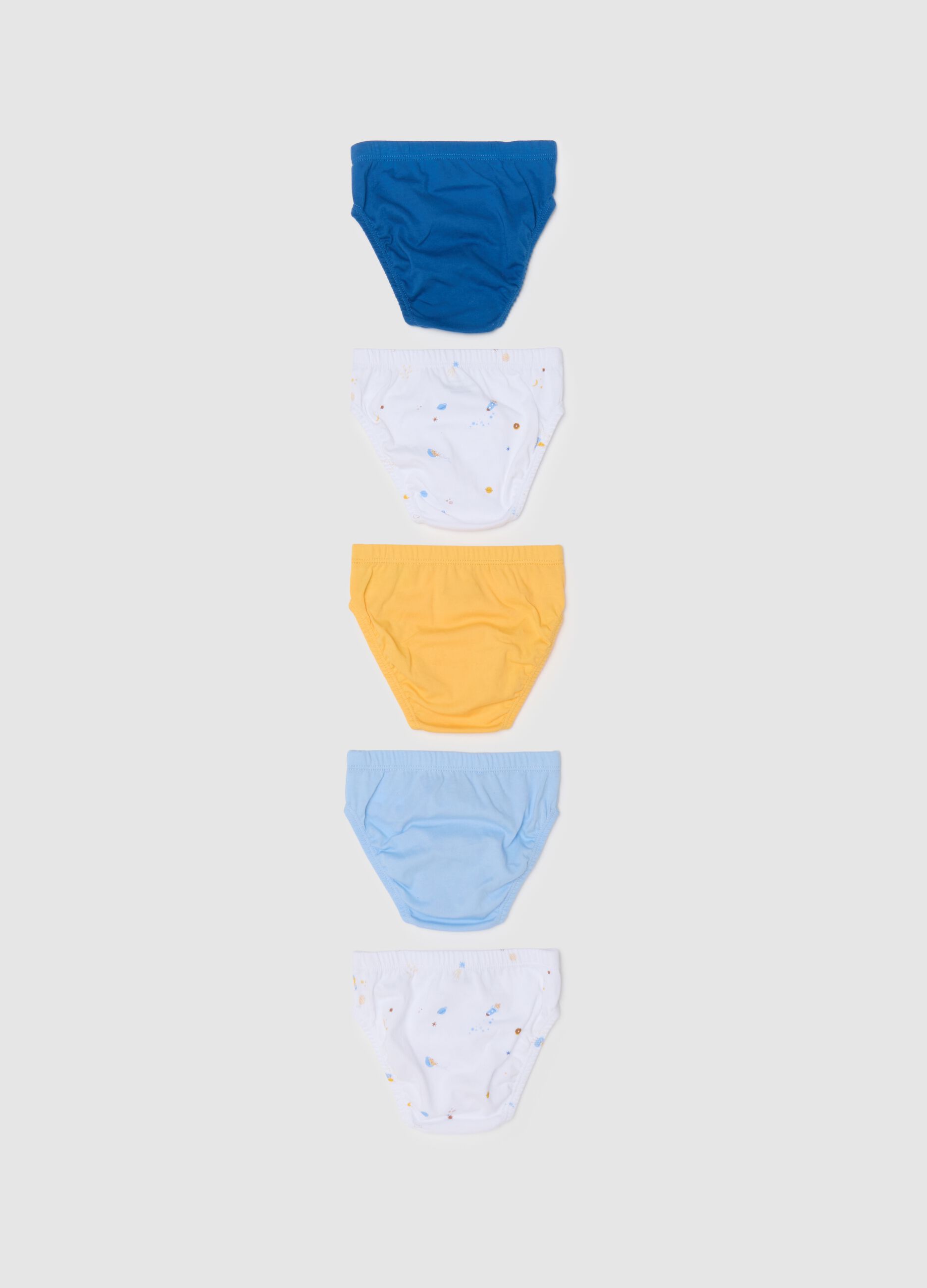 Set of 5 multicolour pure cotton boys' briefs
