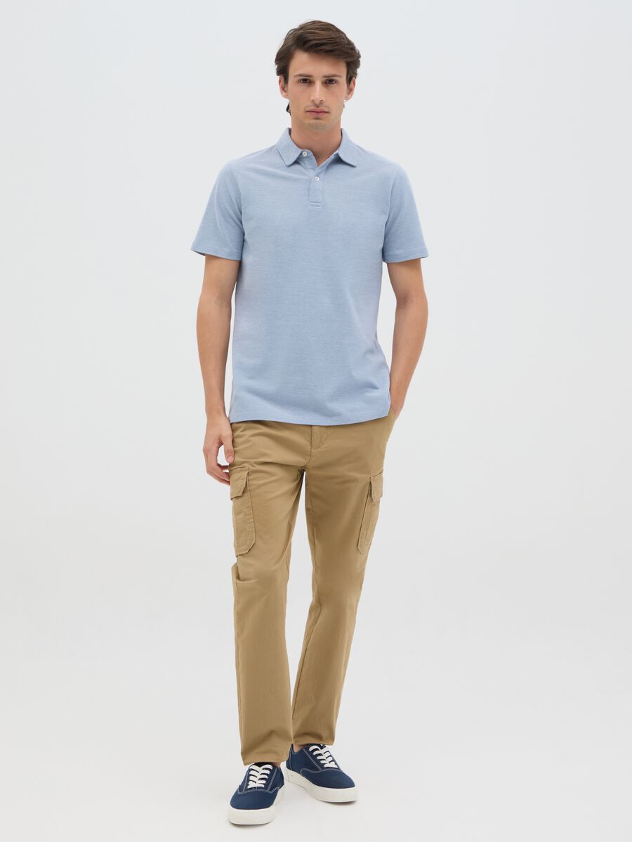 Polo da uomo in puro cotone azzurro regular fit_1