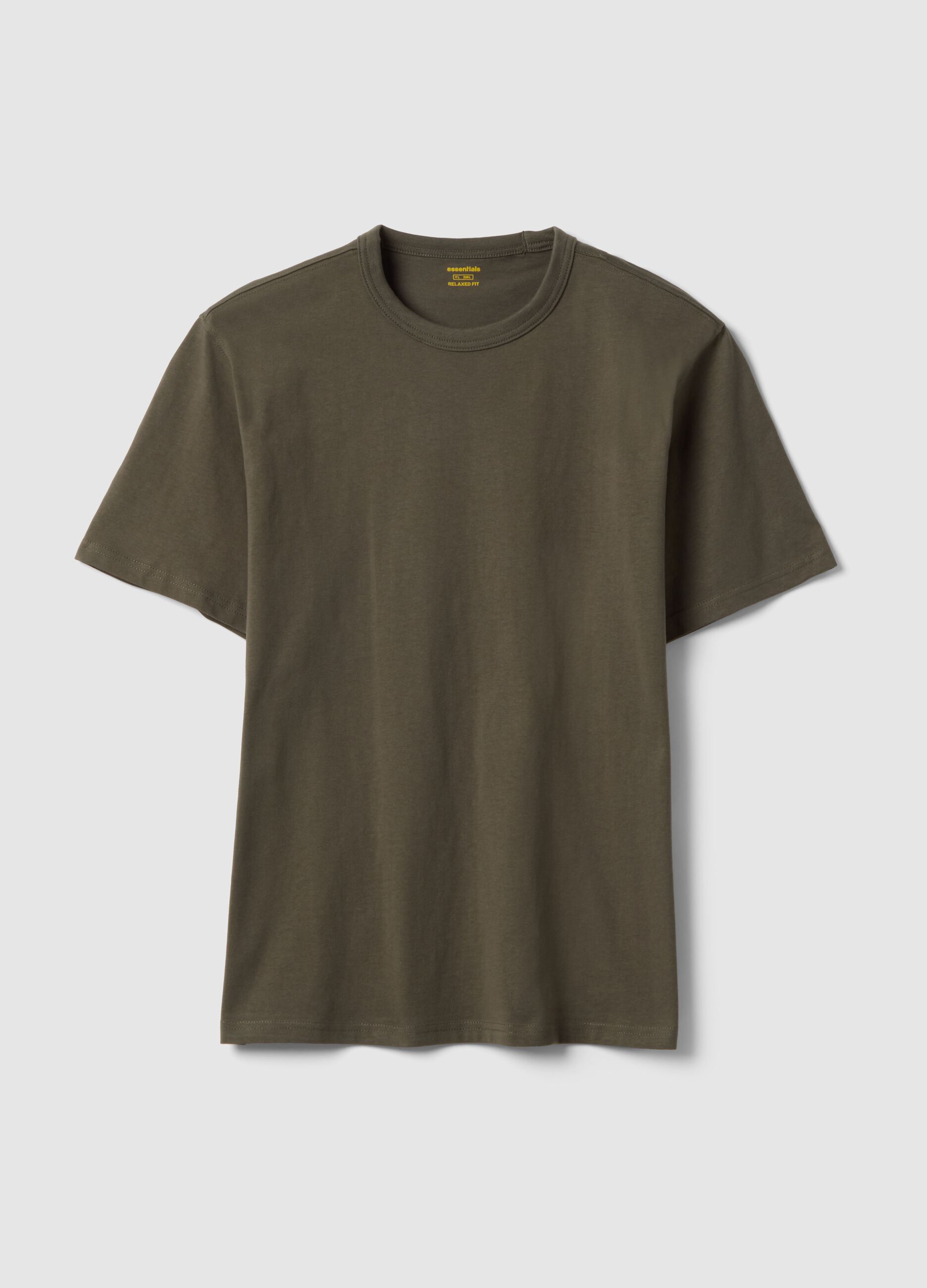 Green relaxed fit crew neck pure cotton t-shirt
