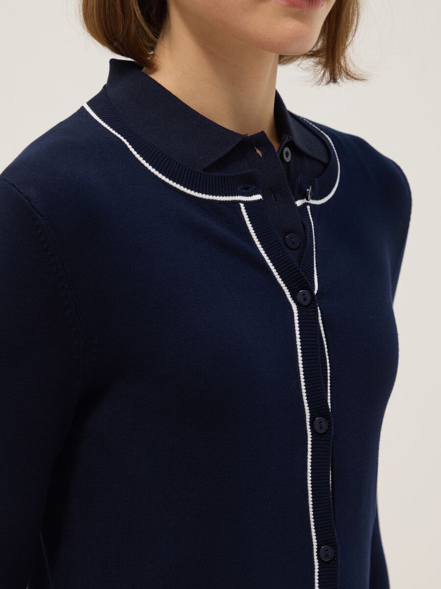 Cardigan in misto viscosa blu regular fit con bottoni_3