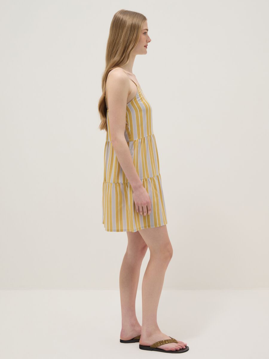 Yellow striped pure viscose dress_1