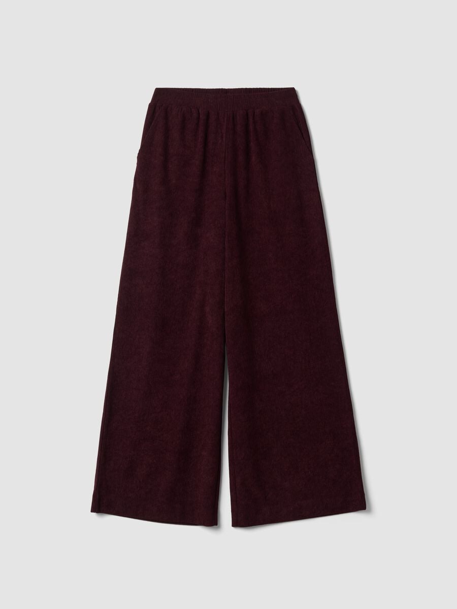 Purple wide-leg trousers with elasticated waist_0